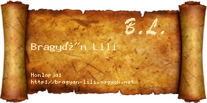 Bragyán Lili névjegykártya